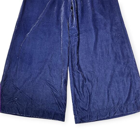 Maeve Anthropologie Velvet Avery Trousers SIZE 6P PETITE Blue Wide Leg Pants - Picture 9 of 10